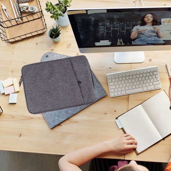 Luxshiny Laptop Organizer Dark Grey Polyester Durable Multi-Functional Protective Case 1Pc