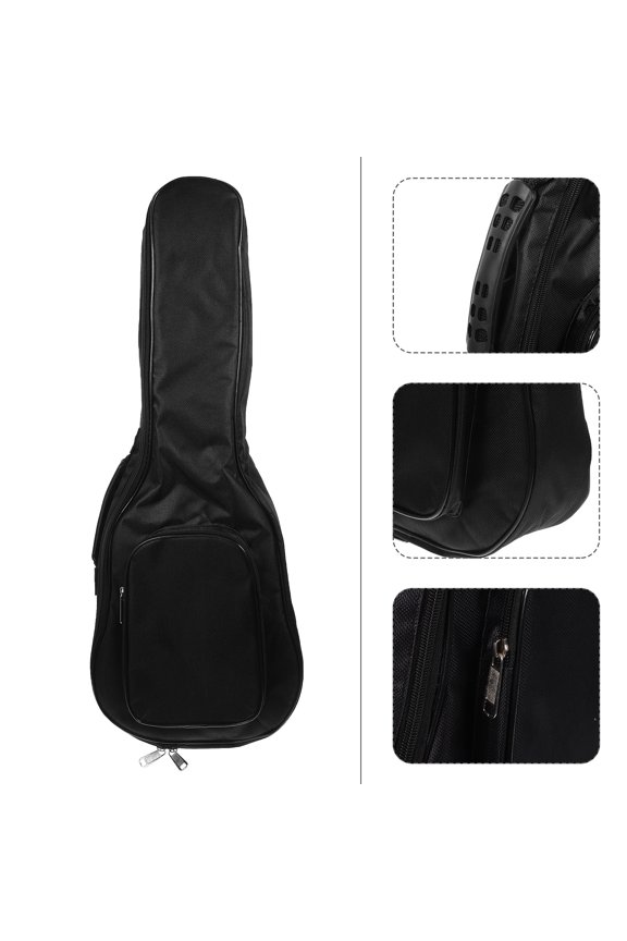1Pc Portable Ukulele Backpack in Black with Smooth Zip Closure and Breathable Straps