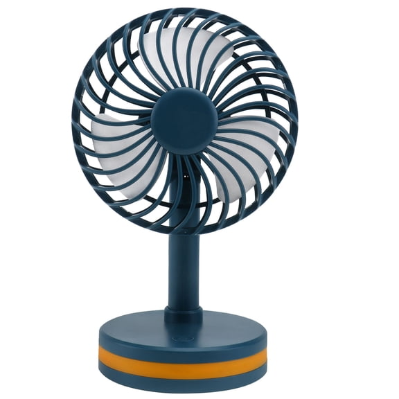 Luxshiny 1Pc Portable Desktop Fan Blue USB Charging Fan for Home Office with Three Speed Levels and LED Light