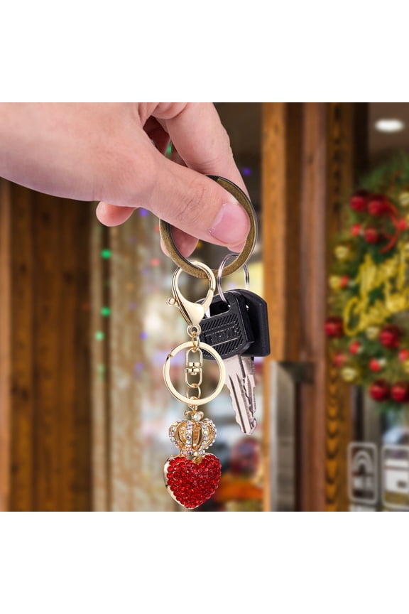 Red Metal Keychain for Couples, Unique Design Bag Pendant, Organizer Accessory, 1 Pc