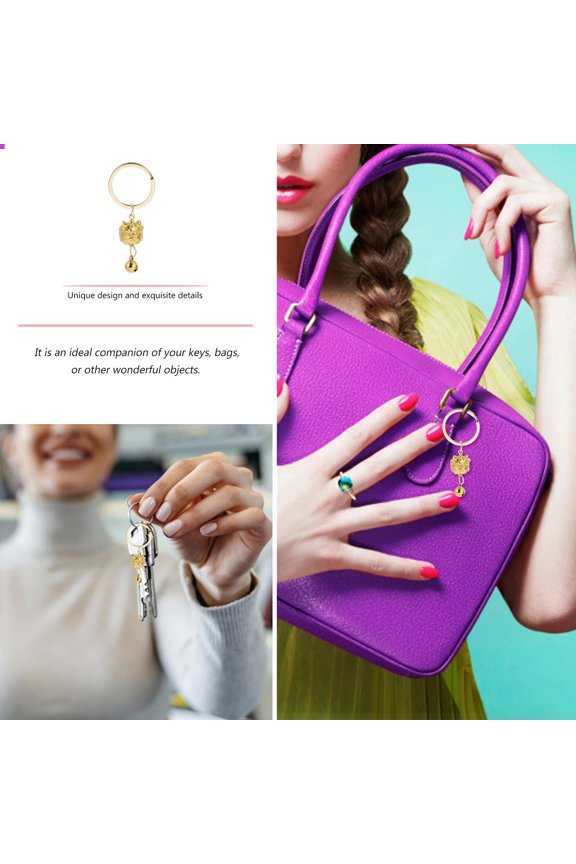 Retro Style Golden Brass Key Pendant Decorative Charm for Bags and Key Holders, 1 Piece