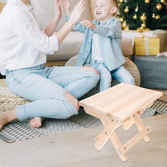 Luxshiny 1Pc Solid Wood Stool Multi Simple Folding Step Stool for Home Use