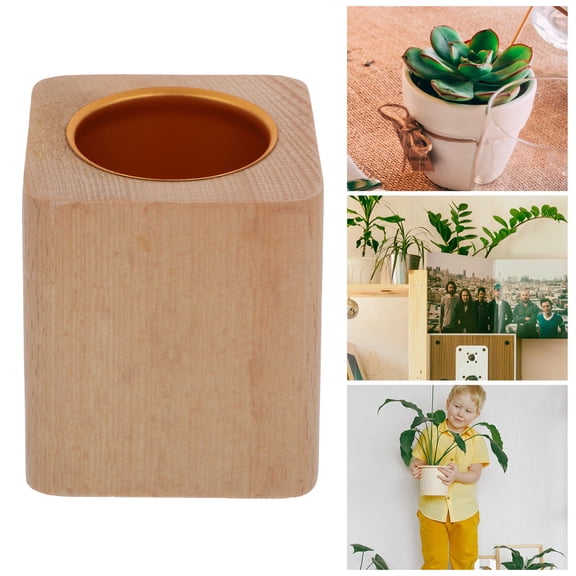 Luxshiny 1Pc Khaki Wood Flower Pot Pen Container for Small Plant Storage and Home Decor