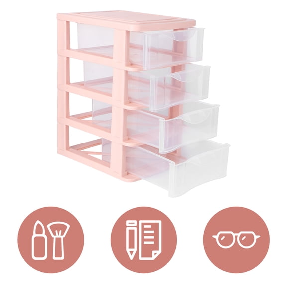 Luxshiny 1Pc Tabletop Cosmetic Container Pink Durable PP Plastic Transparent Storage Organizer