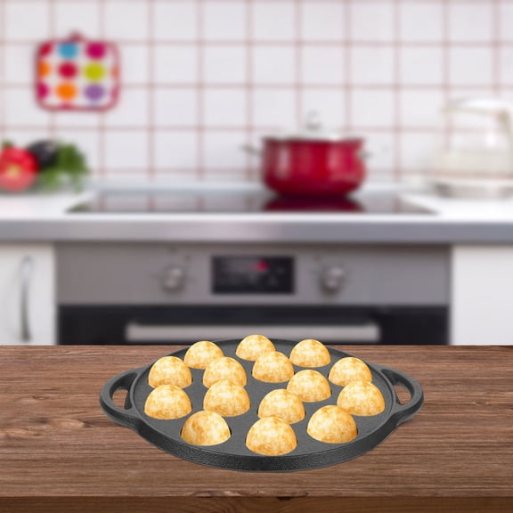 Luxshiny 1Pc Thickened Iron Frying Pan Multi Function Kitchen Pan in Black for Meatball