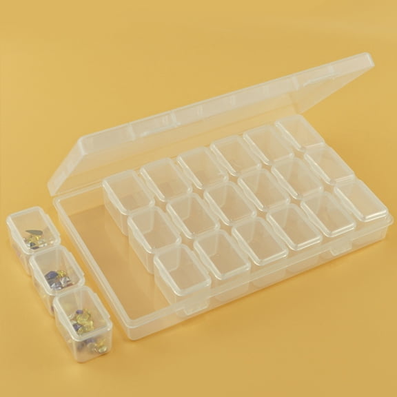Luxshiny 1Pc Transparent Nail Art Storage Box with 21 Compartments and Lidded PP Plastic Organizer
