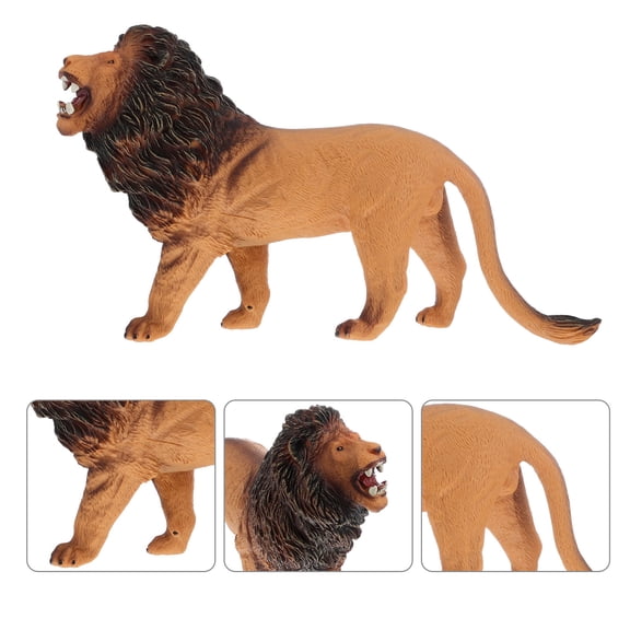 Luxshiny 1Pc Vinyl Lion Animal Figurine in Orange for Decorative Use with Authentic Features and Design