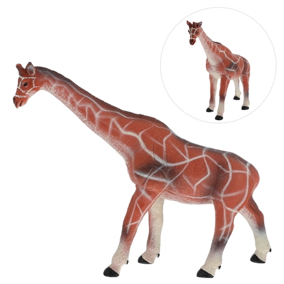Luxshiny 1Pc Orange Giraffe Figurine Vinyl Model with Realistic Details for Decoration