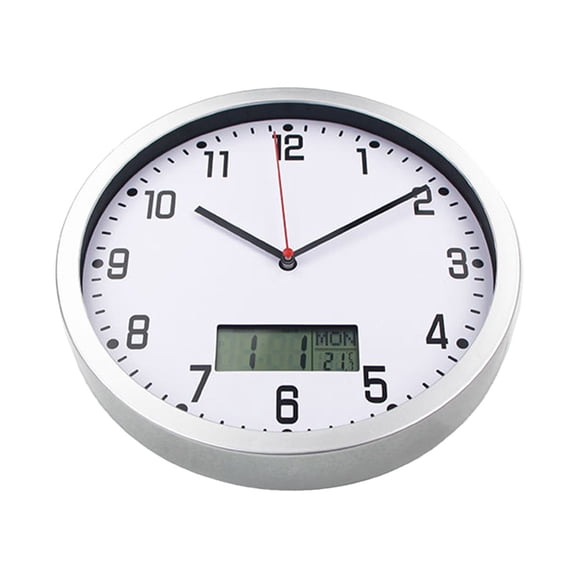Luxshiny 1Pc Wall Clock Battery Operated Plated Silver with Non Ticking Quartz Movement