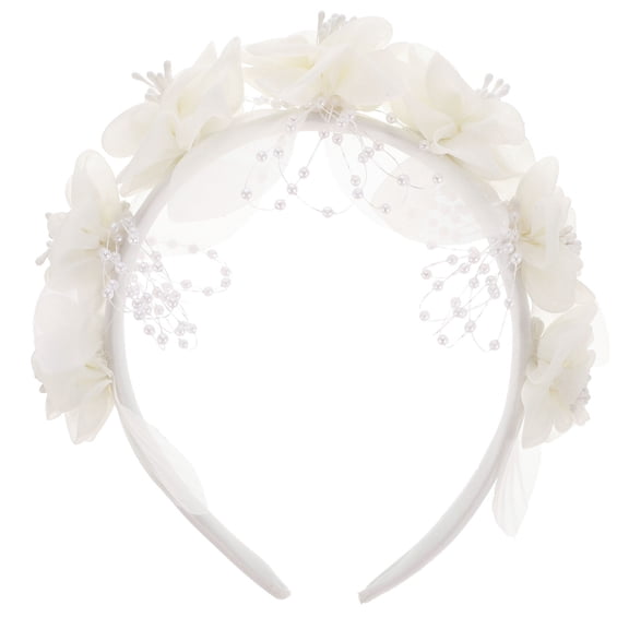 Luxshiny 1Pc White Cloth Bride Headwrap Flower Headdress Hair Accessory for Stylish Wedding Look