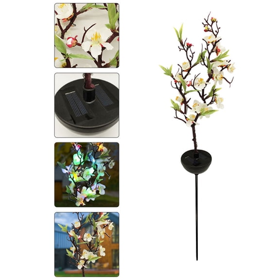 Luxshiny 1Pc White Garden Flower Solar Lamp with Ground Inserting Pole for Outdoor Lawn