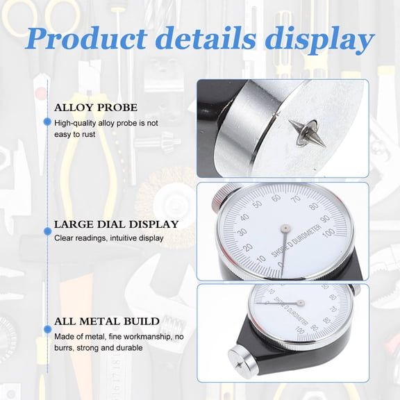 Luxshiny 1Pc White Portable Shore Hardness Tester Type D Durometer Large Dial Single Pointer Meter for Home Use