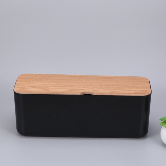 Luxshiny Black Plastic Power Cord Storage Box with Ventilated Lid Cable Organizer 1 Pc