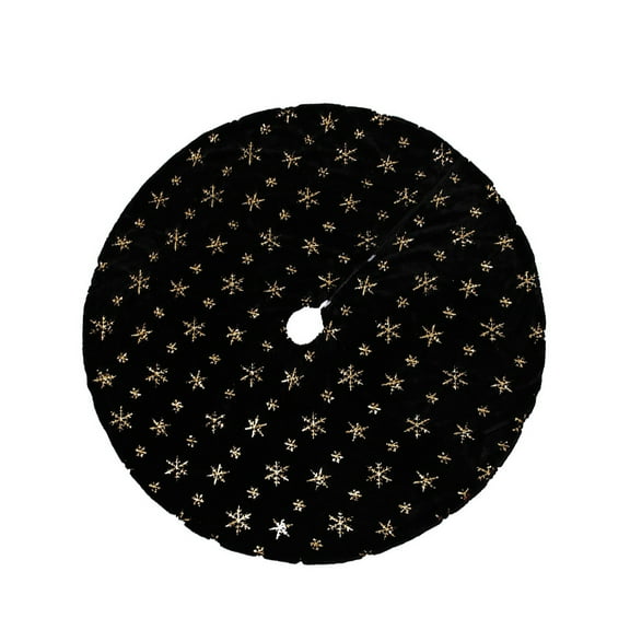 Luxshiny 1Pc Xmas Tree Carpet Black Elegant Snowflake Design Tree Skirt Mat for Christmas Decor
