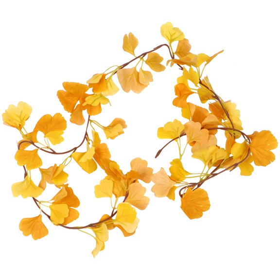 Luxshiny 1Pc Yellow Artificial Maple Leaf Vine Wreath Rattan Garland Thanksgiving Party Decoration