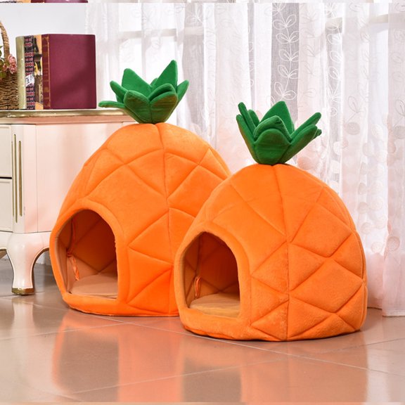 Luxshiny 1 Count Yellow Pineapple Shaped , Comfortable Lightweight Indoor Dog Bed for Small Dogs and Cats