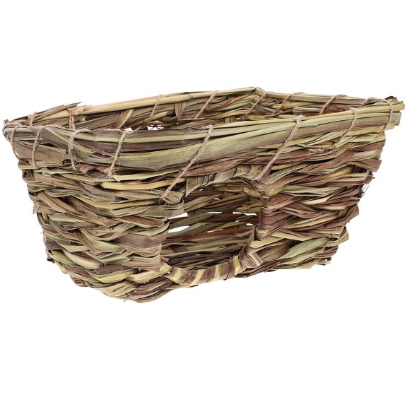 Luxshiny 1Pc Light Brown Hand Woven Grass Pet Nest Natural Safe Small Animal House