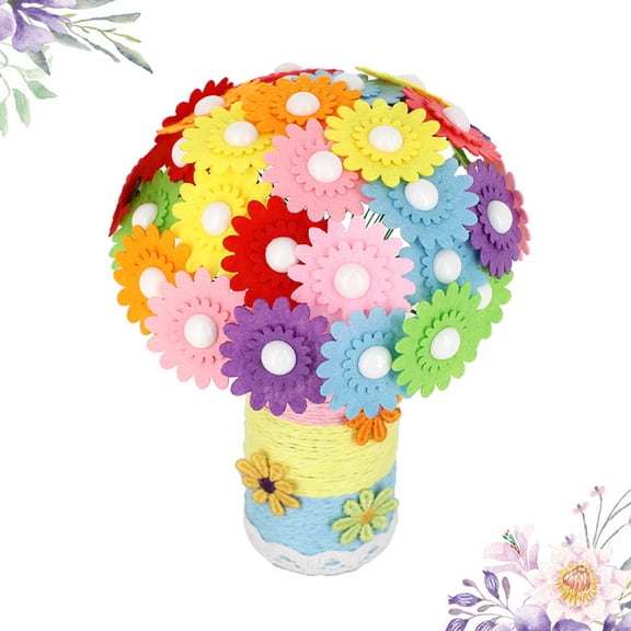 Luxshiny 1Pcs Buttons Bouquet Assorted Color Physical and Intellectual Development Flower Shape for Flower Craft