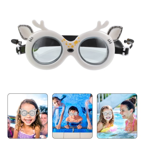 Luxshiny 1Pcs Cartoon Waterproof Goggles Swimming White Silicone for Kids Back to School