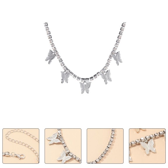 Luxshiny 1Pcs Rhinestone Chain Choker Necklace Alloy Neck Jewelry for Lady Festive Dinners