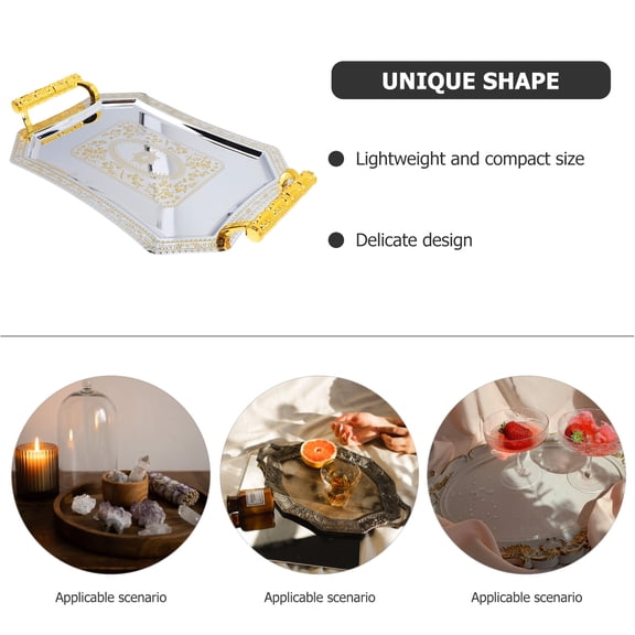 Luxshiny 1Pcs Snack Fruit Plate Stainless Steel Golden Serving Snacks Banquets