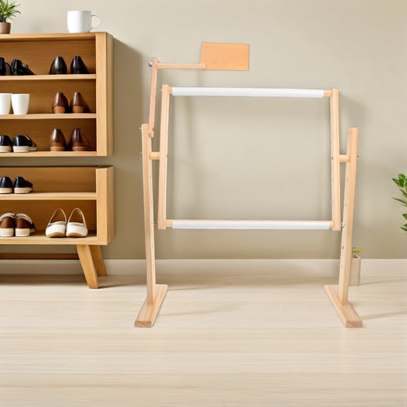 Luxshiny 1Set Adjustable Height Wooden Embroidery Frame Stand with 360 Degree Rotation for Craft Sewing Projects