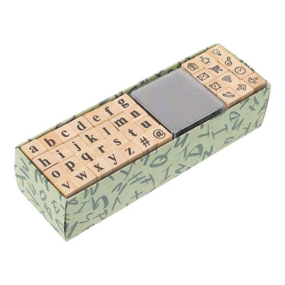 Luxshiny 1Set Alphabet Stamps Set with Ink Pad Wooden Letter Stamps for DIY Crafting Journals Envelopes