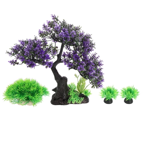 Luxshiny Aquarium Decorations Tree Underwater Plant Kit Purple Abs 1 Set