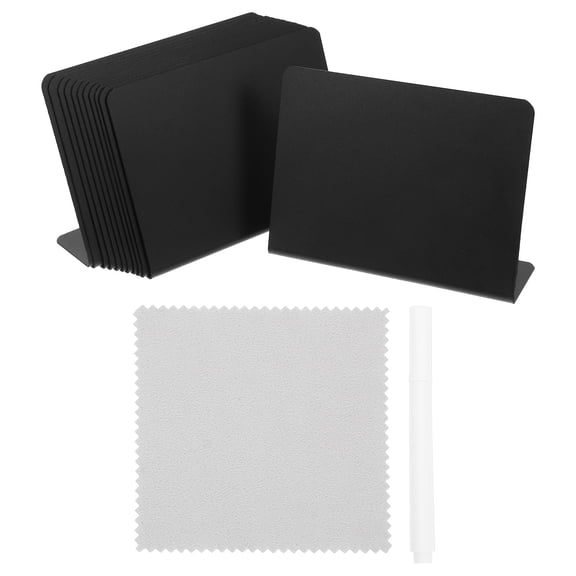 Luxshiny 1Set Small Chalkboard Message Board Black Plastic Erasable Menu Card Holder for Catering