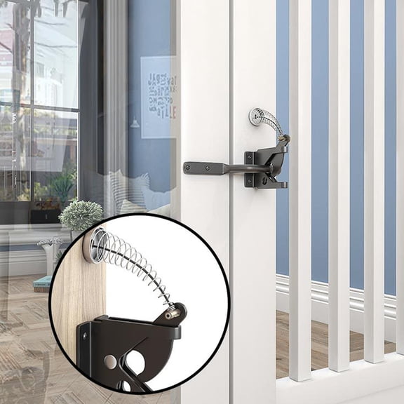Luxshiny 1Set Black Heavy Duty Gate Latch for Wooden and Metal Gates with Spring Loaded Self Locking Design