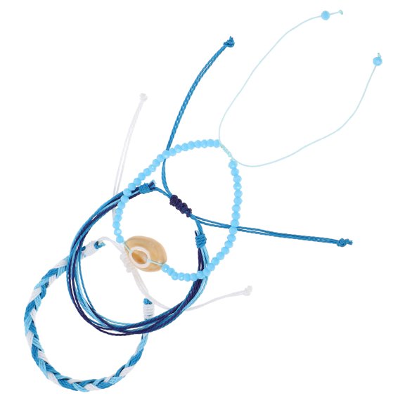 Luxshiny 1Set Blue Adult Friendship Bracelet Woven Set Handmade Adjustable Bohemian Style Jewelry