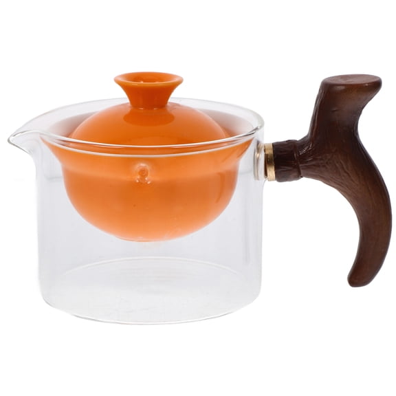 Luxshiny 1Set Chinese Teaware Ceramic Orange 360 Degree Design Easy Pouring for Tea Lovers