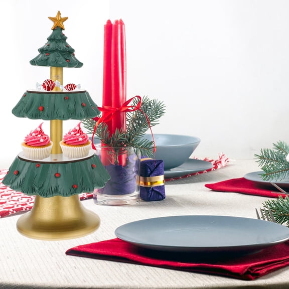 Luxshiny 1Set Christmas Tree Cupcake Display Tower Dessert Stand Assorted Color
