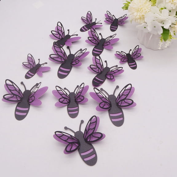 Luxshiny 1Set Decorative Bees Wall Decals 3D Double Layer Removable Stickers for Bedroom Wall Decor