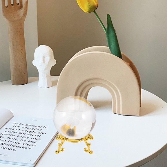 Luxshiny 1Set Decorative Golden Crystal Sphere with Base for Tabletop and Home Display