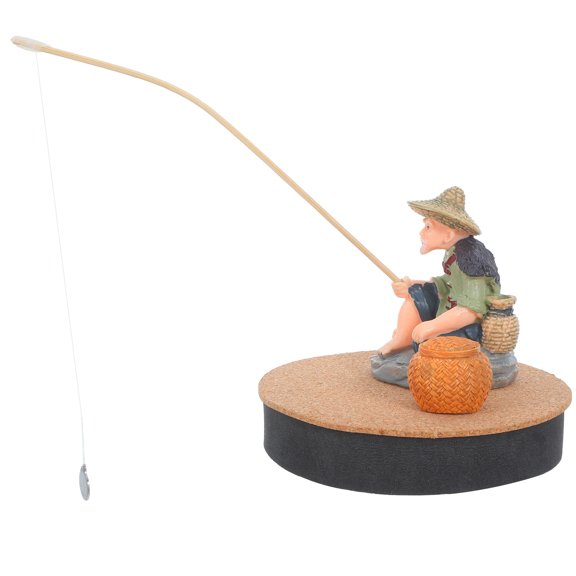 Luxshiny Floating Fisherman Figurine for Tank Assorted Color PVC Metal Foam Decor