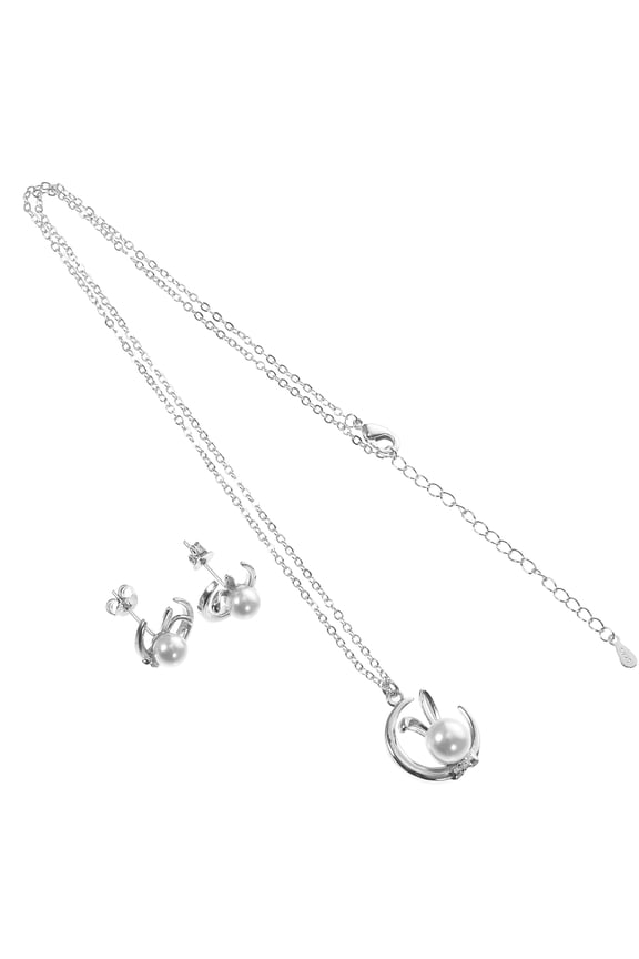 1Set Copper Bunny Earrings and Necklace Set for Easter Decoration