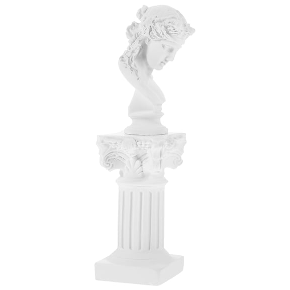 Luxshiny 1Set Elegant White Resin Roman Column Figurine for Garden and Desk Decoration