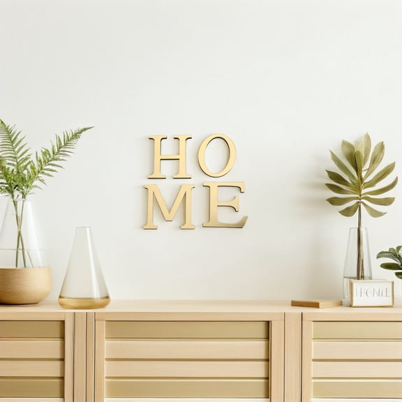Luxshiny 1Set Golden Acrylic Mirror Wall Stickers 3D Reflective Letters Peel and Stick Home Decor