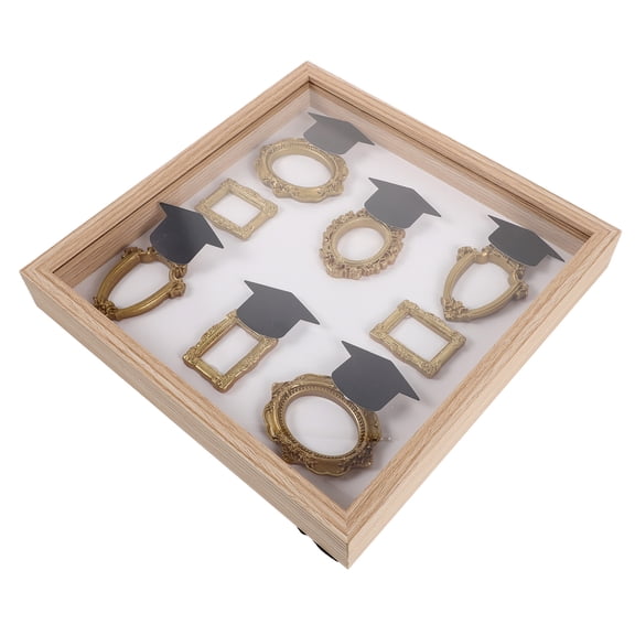 Luxshiny 1Set Handmade Wooden Graduation Photo Frame Beige Shadow Box for Graduation Memory Preservation