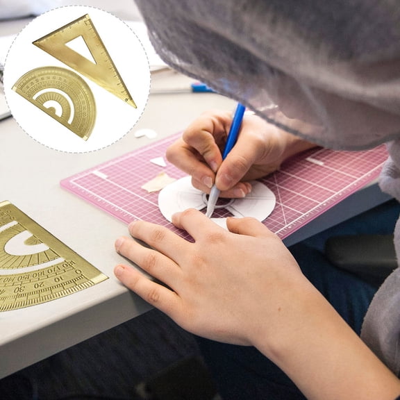 Luxshiny 1Set High Grade Brass Triangle Ruler with Precision Scale for Measuring Projects