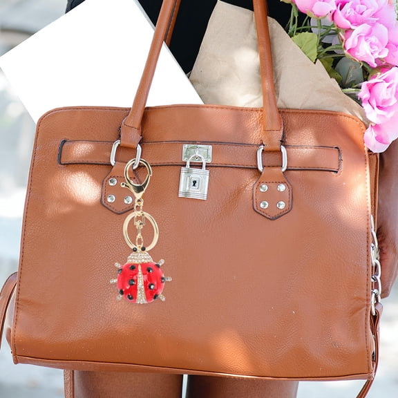 Luxshiny Bag Hanging Keyring Ladybug Key Chain Red Alloy 1Set