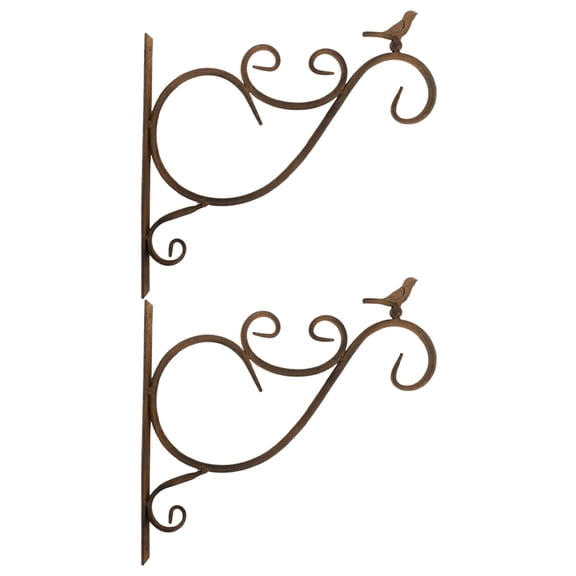 Luxshiny 1Set Light Brown Iron Hanging Plant Bracket for Outdoor Use with Smooth Arc and Easy Installation