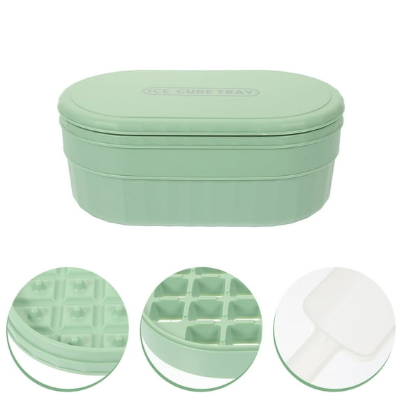 Luxshiny 1Set Light Green Ice Cube Tray for Freezer with Lid Non Stick Ice Holder for Kitchen