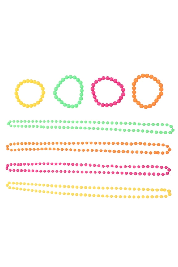 1Set Lightweight Plastic Beaded Jewelry Set Neon Bracelet and Necklace for Dance and Performance