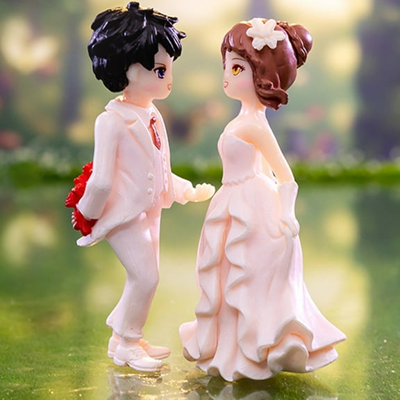 Luxshiny Lightweight Wedding Couple Figurine Set for Romantic Desktop Decor and Cake Topper Display