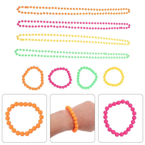 Luxshiny Multi-Colored Plastic Party Necklace and Bracelet Set for Women, Fashion Jewelry Kit, 1 Complete Set