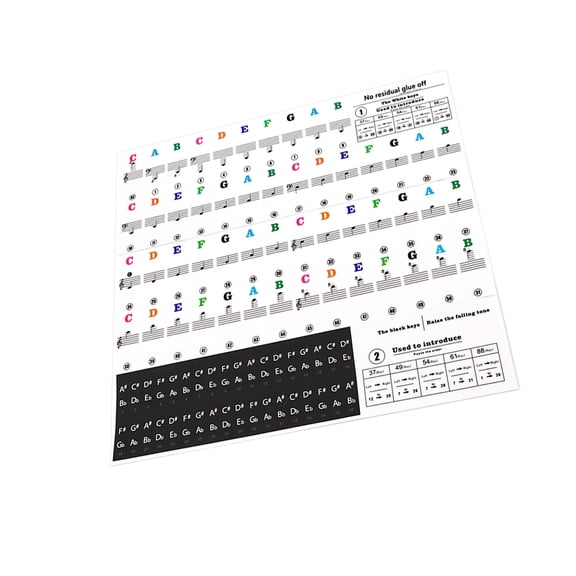 Luxshiny 1Set Piano Keyboard Note Stickers Adhesive Labels for Quick Recognition and Practice