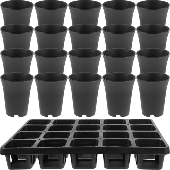 Luxshiny Black Plastic Garden Planter Set with Moisture Dome, Pot for Indoor and Outdoor Use