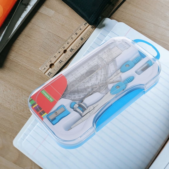 Luxshiny 1Set Professional Drafting Kit Sky Blue with Multifunctional Rulers Compass and Storage Bag